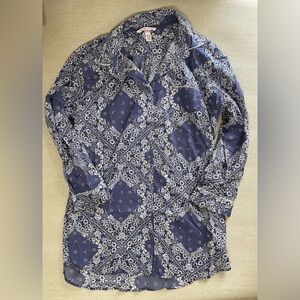 Victoria’s Secret Blue and White Bandana Pajama Lounge Night Shirt Size Large